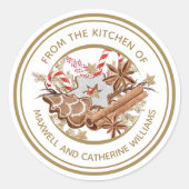 Speciaal kerstkoekjesfeestmaal bakken ronde sticker (Voorkant)