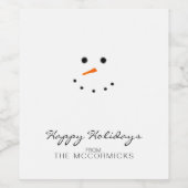 Speciaal kerstminimalistisch Snowman-script Wijn Etiket (Enkel label)