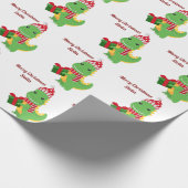 Speciaal kerstnaam Merry Dinosaur Cadeaupapier (Hoek)