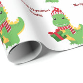 Speciaal kerstnaam Merry Dinosaur Cadeaupapier (Rol Hoek)
