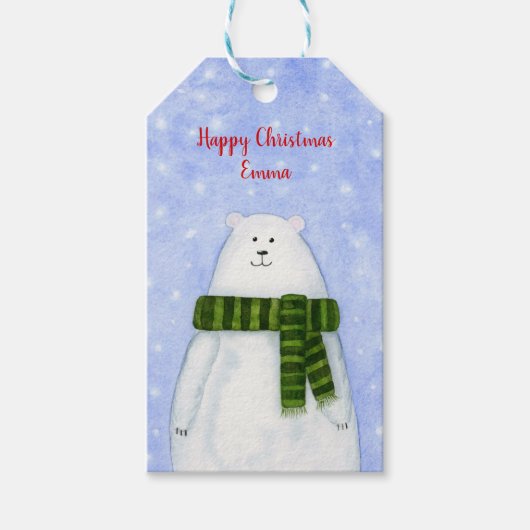 Speciaal kerstpoar Beer Cadeaulabel (Voorkant)