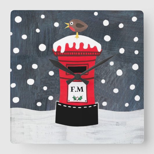 Speciaal kerstpostvak en Robin Vierkante Klok (Voorkant)