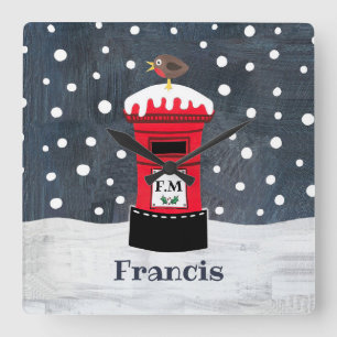 Speciaal kerstpostvak en Robin Vierkante Klok