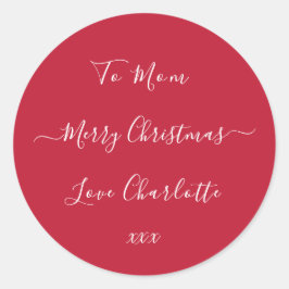 Speciaal kerstrood cadeaulabel voor Merry Red Ronde Sticker