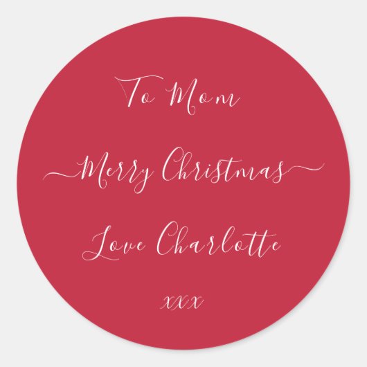 Speciaal kerstrood cadeaulabel voor Merry Red Ronde Sticker (Voorkant)