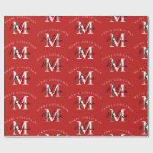 Speciaal kerstrood monogram voor Merry Cadeaupapier (Vlak)