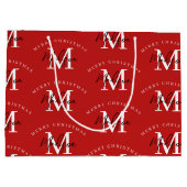 Speciaal kerstrood monogram voor Merry Groot Cadeauzakje (Achterkant)