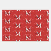 Speciaal kerstrood monogram voor Merry Inpakpapier Vel (Voorkant)