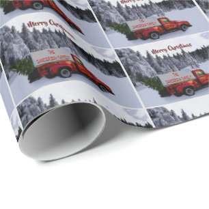 Speciaal kerstrood  vrachtwagen cadeaupapier