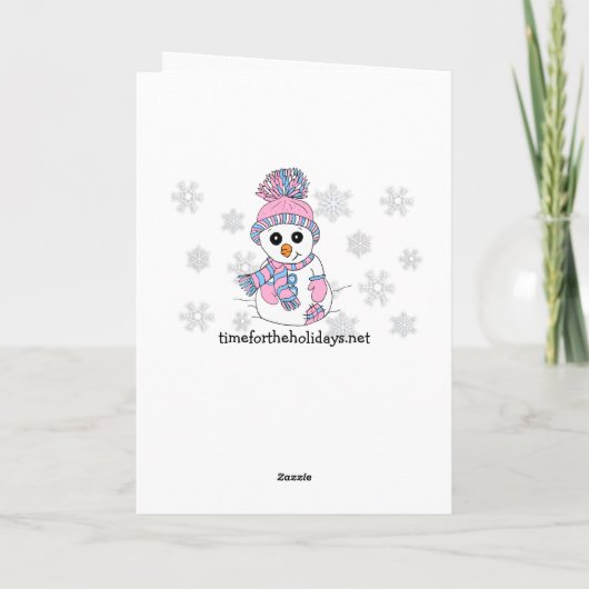 Speciaal kerstroze en blauw Snowman Kaart (Achterkant)