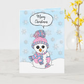Speciaal kerstroze en blauw Snowman Kaart (Gele Bloem)