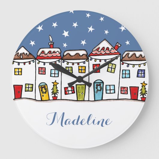 Speciaal kerstsneeuwscèneslot grote klok (Voorkant)