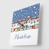 Speciaal kerstsneeuwscèneslot vierkante klok (Hoek)