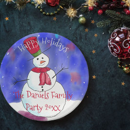 Speciaal kerstsnowman-Bord Papieren Bordje