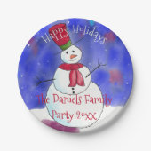 Speciaal kerstsnowman-Bord Papieren Bordje (Voorkant)