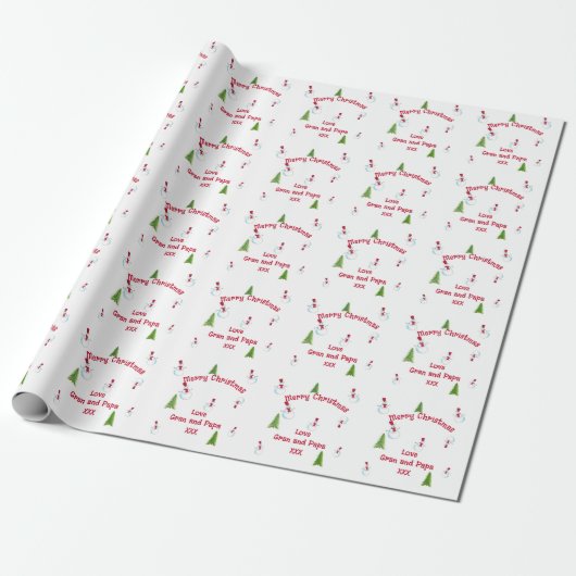 Speciaal kerstsnowman-omslagpapier cadeaupapier (Uitgerold)
