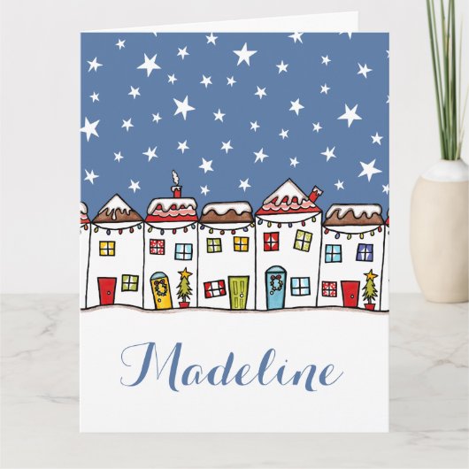 Speciaal kerststraatsneeuwscène kaart (Voorkant)