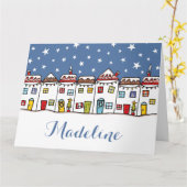 Speciaal kerststraatsneeuwscène kaart (Gele Bloem)