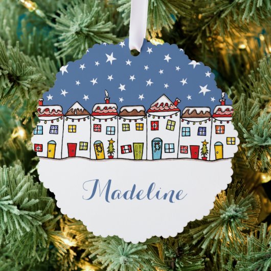 Speciaal kerststraatsneeuwscène ornament kaart (Insitu (Drie))