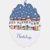 Speciaal kerststraatsneeuwscène ornament kaart (Links)