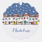 Speciaal kerststraatsneeuwscène ornament kaart (Voorkant)