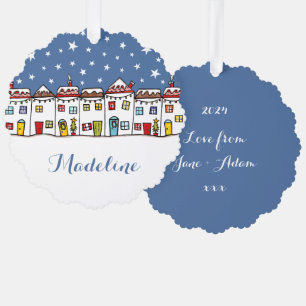Speciaal kerststraatsneeuwscène ornament kaart