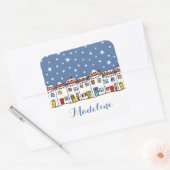Speciaal kerststraatsneeuwscène vierkante sticker (Envelop)