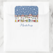 Speciaal kerststraatsneeuwscène vierkante sticker (Tas)