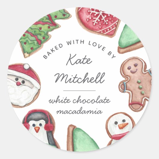 Speciaal kerstvakantiekoekje bakken ronde sticker (Voorkant)