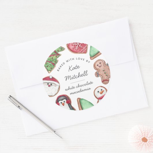 Speciaal kerstvakantiekoekje bakken ronde sticker (Envelop)