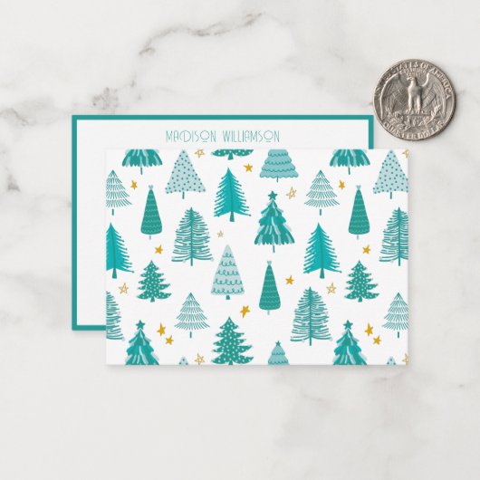 Speciaal kerstwinterbos notitiekaartje (Voorkant / Achterkant in situ)