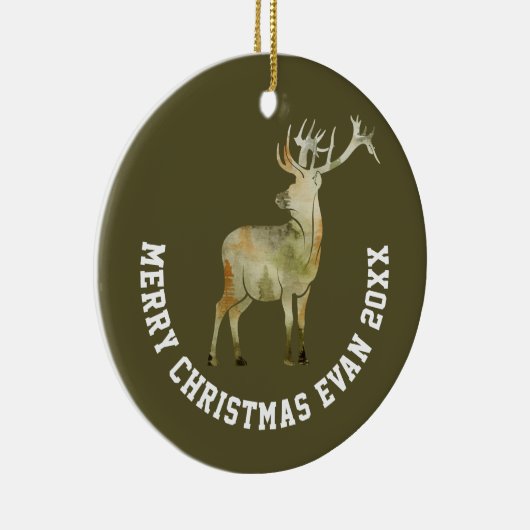 Speciaal kerstwinterscène met deer Art Keramisch Ornament (Rechts)