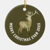 Speciaal kerstwinterscène met deer Art Keramisch Ornament (Voorkant)