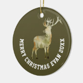 Speciaal kerstwinterscène met deer Art Keramisch Ornament (Links)