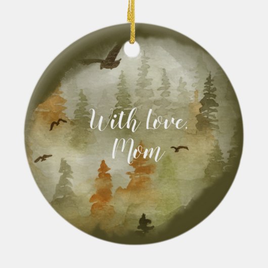 Speciaal kerstwinterscène met deer Art Keramisch Ornament (Achterkant)