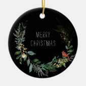 Speciaal kerstwinterscène met Wolfkunst Keramisch Ornament (Voorkant)