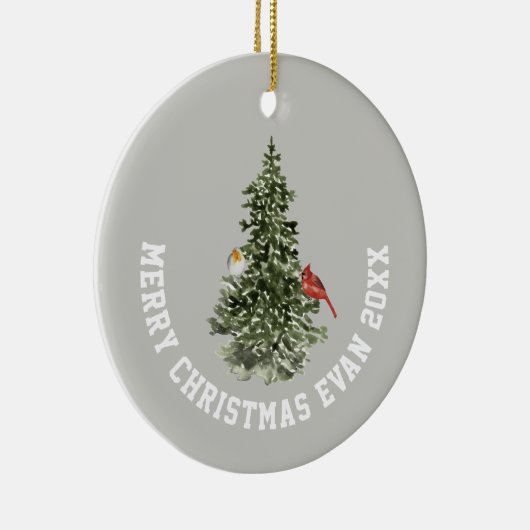 Speciaal kerstwinterscène met Wolfkunst Keramisch Ornament (Rechts)