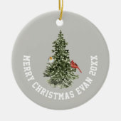 Speciaal kerstwinterscène met Wolfkunst Keramisch Ornament (Voorkant)