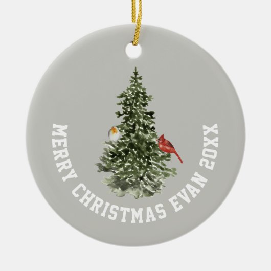 Speciaal kerstwinterscène met Wolfkunst Keramisch Ornament (Voorkant)