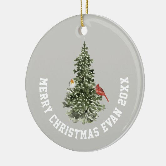 Speciaal kerstwinterscène met Wolfkunst Keramisch Ornament (Links)