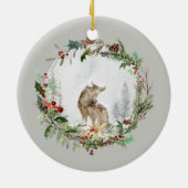 Speciaal kerstwinterscène met Wolfkunst Keramisch Ornament (Achterkant)