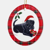 Speciaal kerstzwart-witlab-pop keramisch ornament (Links)