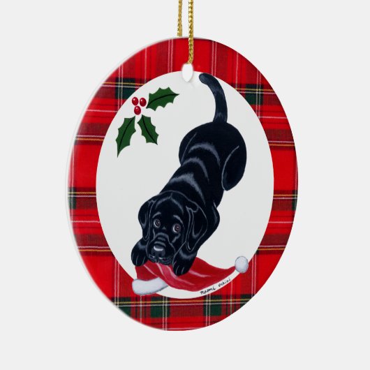 Speciaal kerstzwart-witlab-pop keramisch ornament (Rechts)