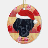 Speciaal kerstzwarte labrador Puppy Keramisch Ornament (Links)