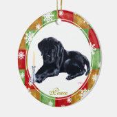 Speciaal kerstzwarte labrador Puppy Keramisch Ornament (Links)