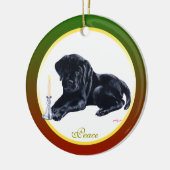 Speciaal kerstzwarte labrador Puppy Keramisch Ornament (Links)
