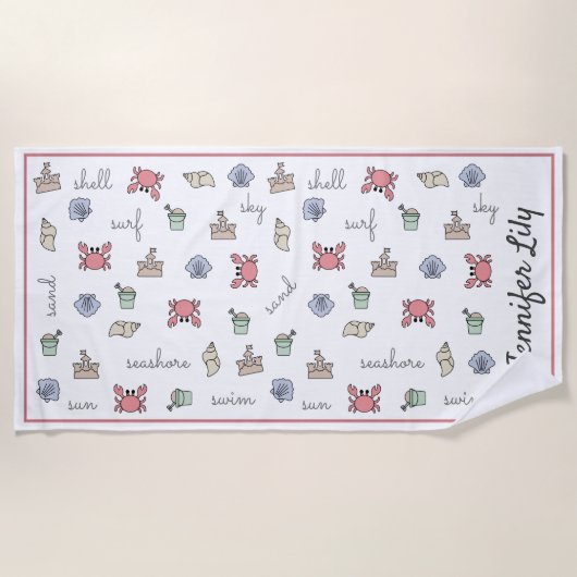 Speciaal Kind van Sandcastle Shell Pail van Beach Strandlaken (Voorkant)