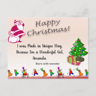 Speciaal kindercitaat GEBOREN MET WONDER Kerstmis Briefkaart