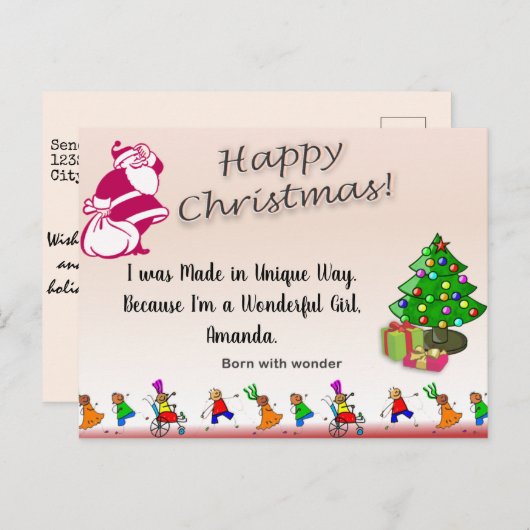 Speciaal kindercitaat GEBOREN MET WONDER Kerstmis Briefkaart (Voorkant / Achterkant)