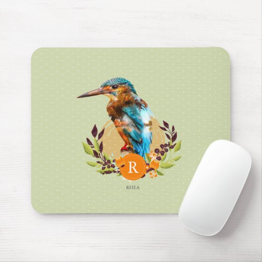 Speciaal Kingfisher en Floral Design. Muismat (Met muis)
